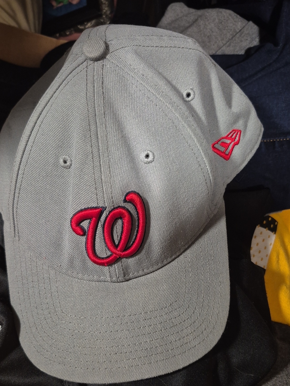 New Era Gray Hat with Red Washington W Logo